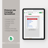 Pinterest Advertising Spreadsheet